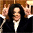 A 2x2 contact sheet of a Michael Jackson-themed animated buddy icon showing three frames with text overlays and a static logo frame.
