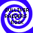 Four identical blue and white spiral patterns with black text reading "GULLIVER RAIDERS ROCK" arranged in a