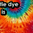 A static image with a tie-dye background in orange, blue, and yellow swirls displaying text fragments.