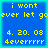 Blue square with yellow text reading "i wont ever let goever let go 4. 20. 08 deverrrrr" on a cyan background, displayed in four identical