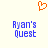 A static pixel art image with an orange heart outline above blue text reading "Ryan's Quest" on a light background.