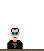 Pixel art animation of a man with blue glasses and black shirt under a wooden gavel, showing gavel movement and impact with text.