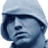 Pixelated static image of a person's face with blue-toned shading and dark hair outline against white background, appearing as low-resolution icon art.
