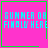 Four identical pink squares with green borders display pixelated text reading 'SUMMER IS FINALY HERE' and a small heart or star symbol in the bottom-right corner of one square.