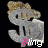 Pixelated dollar sign icon with blonde hair and 'Bling' text below, showing animation changes in the letter 'i' color.