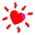 A contact sheet of 17 animated frames showing a red heart icon with pink highlights and radiating lines, arranged in a 5x4 grid on a gray background.
