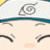 Chibi-style character with spiky blonde hair and a headband featuring a spiral symbol, shown in multiple poses including closed eyes and hand gestures.