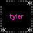 Static pixel art icon with black background, white dashed border, and four pink 'tyler' texts at corners.