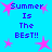 Pixelated blue background with pink star shapes and repeated text "Summer Is The BEST!!" in purple block letters.