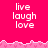 A static image with a bright pink background featuring repeated white text "live laugh love" in three , separated by pixelated wave-like borders