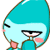 Four of a teal cartoon character with light blue face, pink cheeks, and black eyes showing mouth and eye movement