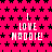 A bright pink background with black star patterns and repeated white text "I LOVE MADDIE!" in a pixelated font.