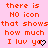 Pixelated text on pink background with repeated 'I luv yo' and heart symbols, some hearts changing from white to black.