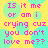 Pixelated text on a yellow background with cyan circles, repeating 'IS it me or am i crying cuz you don't love me??' in pink letters across four identical