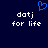 Blue pixelated heart symbol above white text reading 'dotj for life' on dark blue background.