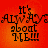four identical pixelated text on a red-orange gradient background, each displaying 'It's ALWAYS about ME!!!' in black block letters with a slight blur effect