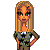 A pixelated cartoon character with long blonde hair and a gray top stands against a white background, next to green text reading "Original Icons .com" on a dark green background.