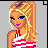Animated contact sheet of a pixel art doll icon with multiple frames showing different body parts and text phrases on gray background.