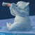 A pixelated polar bear in a blue outfit holds a telescope, with one frame showing animated text and symbols.