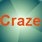 Animated sequence of orange 'Craze' text with circular ripple effects on a green gradient background, showing progressive distortion and pixelation.