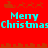 Red background with repeated brown sleigh and reindeer patterns, turquoise "Merry Christmas" text in two . Animated sleighs shift horizontally between frames