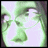 four pixelated face close-ups with distinct color filters showing green, blue, purple, and gray tones