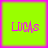 Four identical square with bright green backgrounds and pink borders display the text 'LUCAS' in pixelated magenta letters, arranged in a