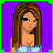 A 3x3 contact sheet of pixel art frames showing a cartoon woman in various poses with text labels, all on purple backgrounds.