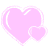Static pixel art icon featuring two overlapping pink hearts with white outlines on a transparent background.