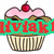 Animated cupcake icon with pink frosting, cherry, and striped wrapper; text overlays change across frames.