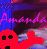 Pixelated red character with black eyes and mouth against blue-purple background featuring pink 'Ampli' text.