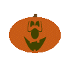 orange pumpkin icons with brown stems, displaying two distinct facial expressions across three