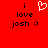 Red background with black text reading "i love josh :)" and a white pixelated heart symbol above the text.