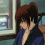 Animated sequence of anime characters in traditional Japanese attire with varied expressions and actions across multiple