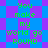 Green text reads 'You make my world go round' on a blue and purple checkered background with shifting diamond patterns.