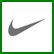 Gray Nike swoosh symbol on white background with green border.