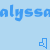 Pixelated blue text 'alys' on light blue background with small blue geometric shape in bottom right corner.