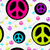 A static image of a rainbow-colored peace symbol with white inner sections on a white background.