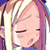 Pixelated anime-style character icon with pink skin, purple hair, and closed eyes showing a slight smile.