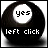 Four black-and-white 8-ball icons arranged in a , each displaying different text in the white circular section and 'left click' text below