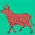 Pixelated red-brown cow icon on solid teal background with no visible text or additional elements.