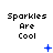 Pixelated text 'Sparkles Are Cool' appears above blue sparkles that change shape and size across three of observations