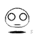 Four identical cartoon faces with large circular eyes and straight-line mouths, each with a black oval shape below and a small 's' to the right.