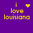 Yellow pixelated text 'i love louisiana' on purple background with four distinct animated symbol variations above 'i'.