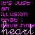 Animated contact sheet of 8 frames showing a repeating text-based animation with pink and white pixelated text on black background, featuring the phrase "it's just an illusion that I have in my heart" arranged in layered overlapping patterns.