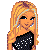 Pixel art contact sheet showing three frames of an animated icon featuring a blonde character in various poses with XOXO text on a purple background.