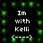 Static pixel art displays 'Im with Kelli <--->' text over a black background with green star-like patterns.