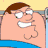 Animated contact sheet of Family Guy characters Peter and Lois Griffin in a bathroom scene with soap suds, displayed as 3x3 grid frames on gray background.