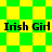 Green and yellow checkered background with "Irish Girl" text in black, featuring two distinct diamond-patterned layouts across the image
