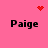 Pink background with four 'Paige' text blocks and red pixelated symbols above and below.